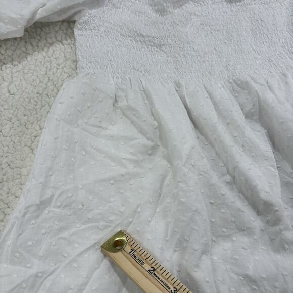 Hill House Athena Nap Mini Dress Small Swiss Dot White Sheer Puff Short Sleeve - Picture 6 of 11